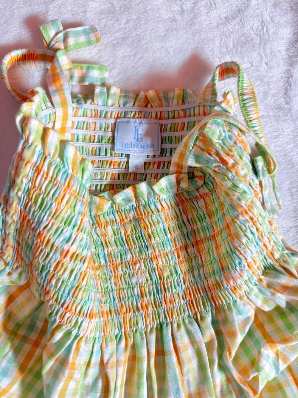 NWOT Little English plaid smocked top midi dress size 6
